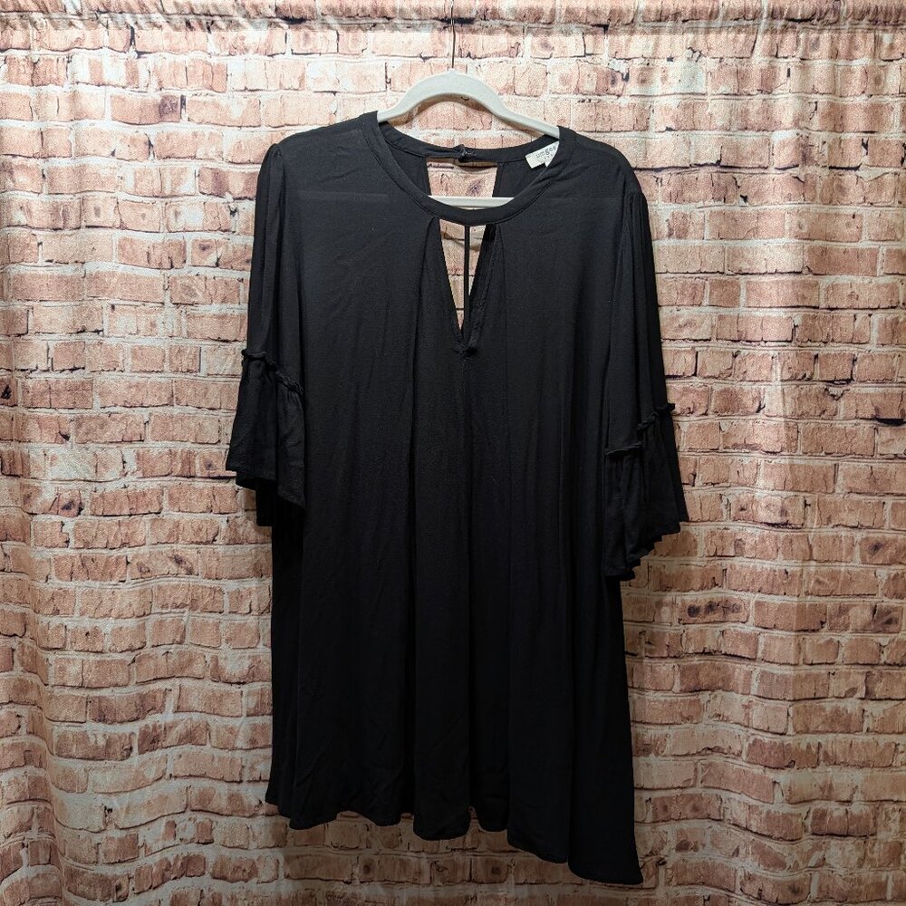 Umgee Tunic Dress with Ruffle Sleeves Black Size Large
